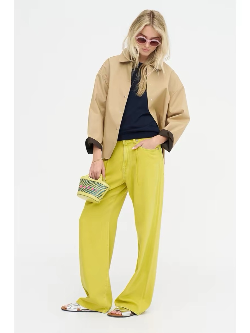 R13 Damon Wide Leg Jeans in Vibrant Yellow,24 25 26 27 28 29 30